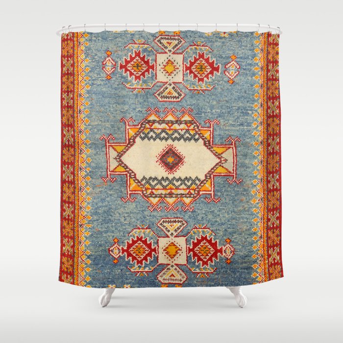Moroccan 19th Century Authentic Colorful Baby Blue Vintage Patterns Shower Curtain