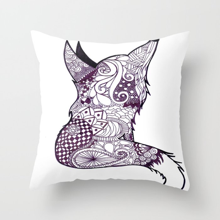 patterned fox Throw Pillow