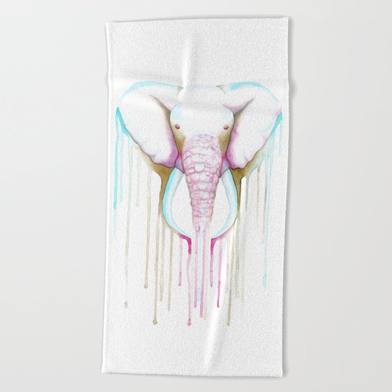 Watercolour Elephant Beach Towel