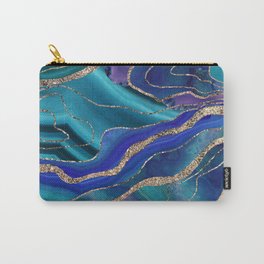 Purple Teal Blue Galaxy Nebula Agate Glitter Glam #1 #marble #decor #art #society6 Carry-All Pouch