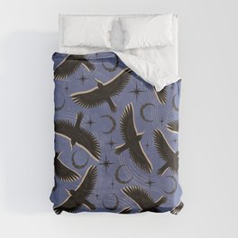 Raven with Shadow Navy Duvet Cover