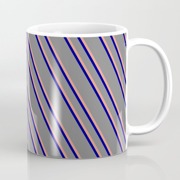 Gray, Dark Salmon, and Dark Blue Colored Lines Pattern Coffee Mug