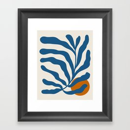 Henri Matisse Inspired Underwater Blue Leaf Framed Art Print