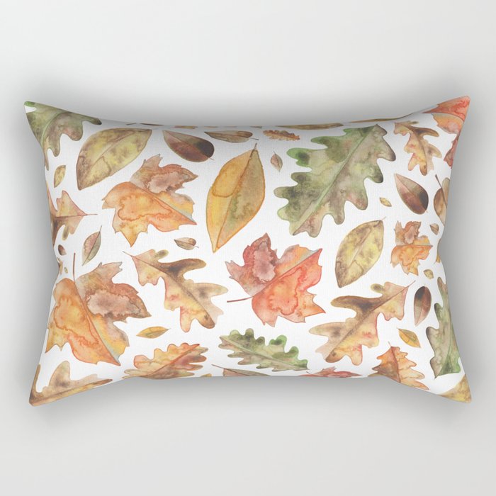 Watercolour Autumn Leaves. Rectangular Pillow