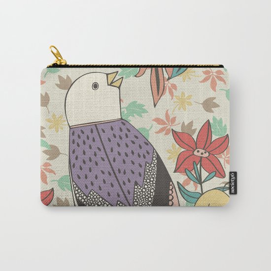 Bird and Autumn Leaves Carry-All Pouch