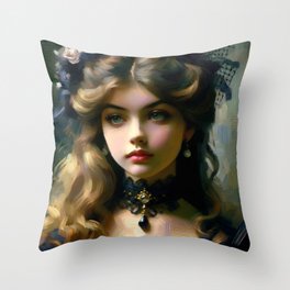 Mystique Of The French Socialite - Impressionist Portrait Throw Pillow