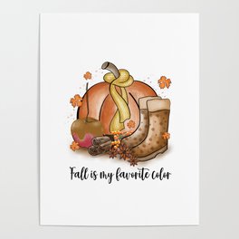 Fall is my favorite color pumpkin design Poster