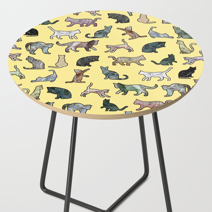 Cats Shaped Marble Sun Yellow Side Table By Notsniw Society6