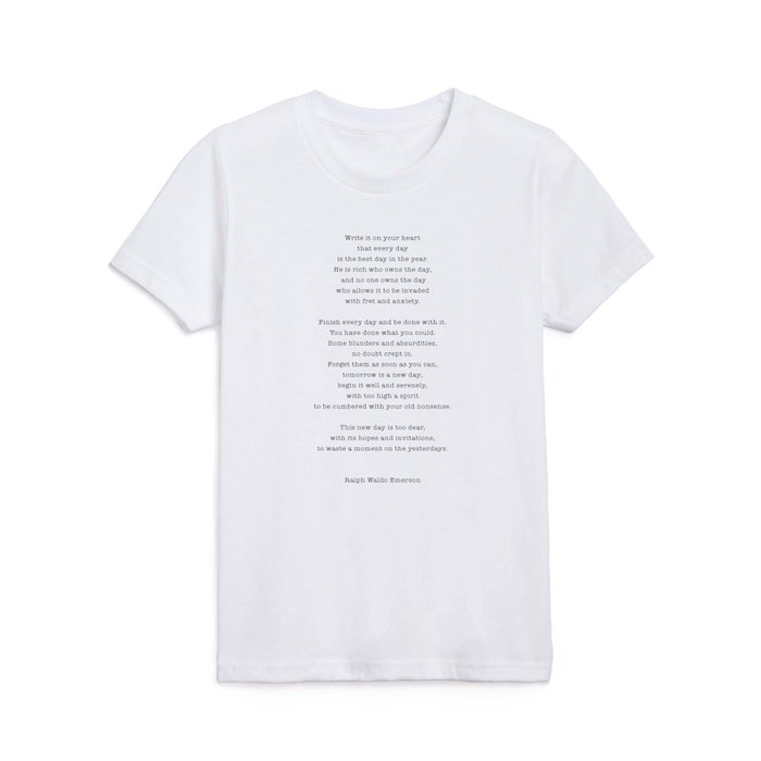 Ralph Waldo Emerson Quote Tomorrow is a new day Kids T Shirt