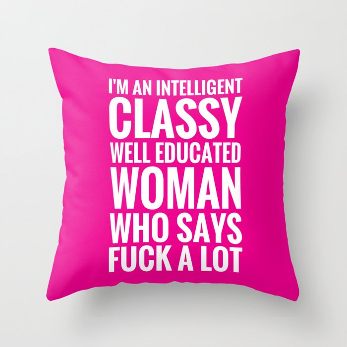 INTELLIGENT, CLASSY WOMAN (Magenta background) Throw Pillow