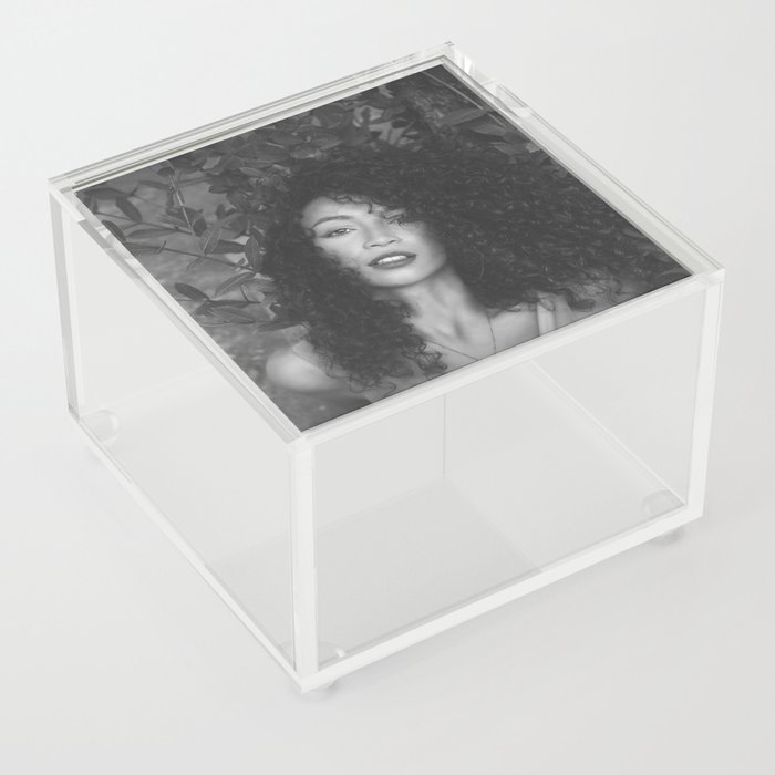 My Sharona (with the long, dark curly hair) African American female beauty black and white photograph portrait - photography - photographs Acrylic Box