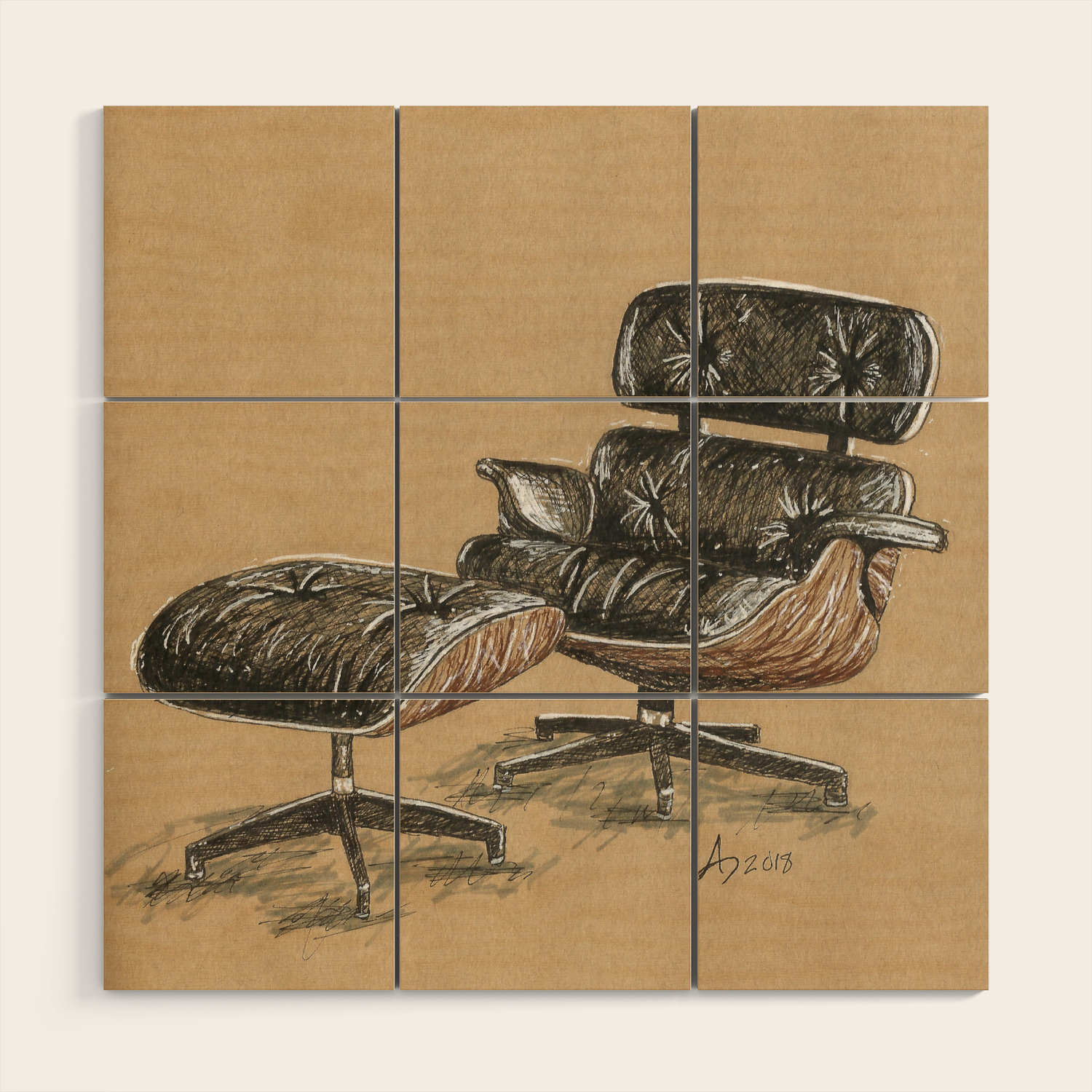 Eames Lounge Chair Ottoman Wood Wall Art By Sepiadesign Society6
