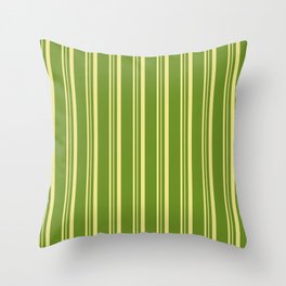 [ Thumbnail: Green and Tan Colored Stripes Pattern Throw Pillow ]