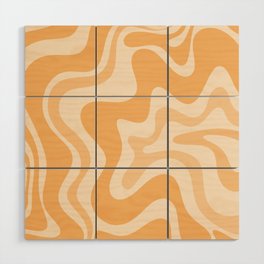 Retro Liquid Swirl Abstract Pattern in Pale Orange Apricot Wood Wall Art