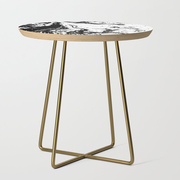 Black and White Marbling Design Side Table