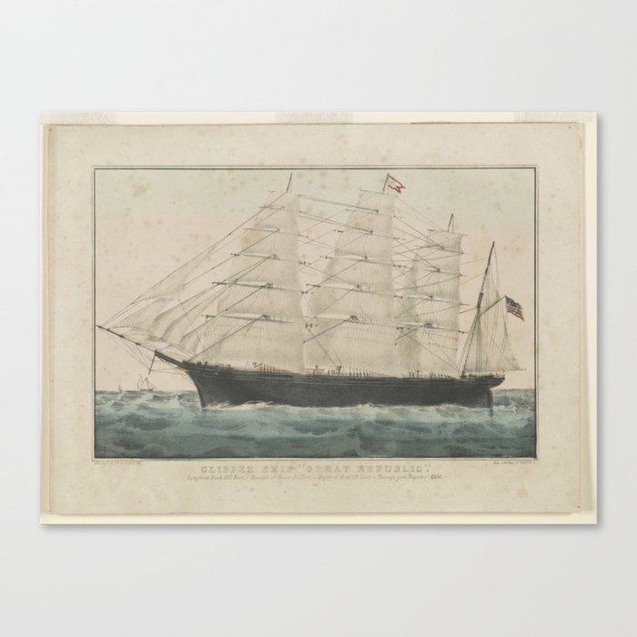 Clipper ship Great Republic, Vintage Print Canvas Print