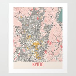 Kyoto city map Art Print