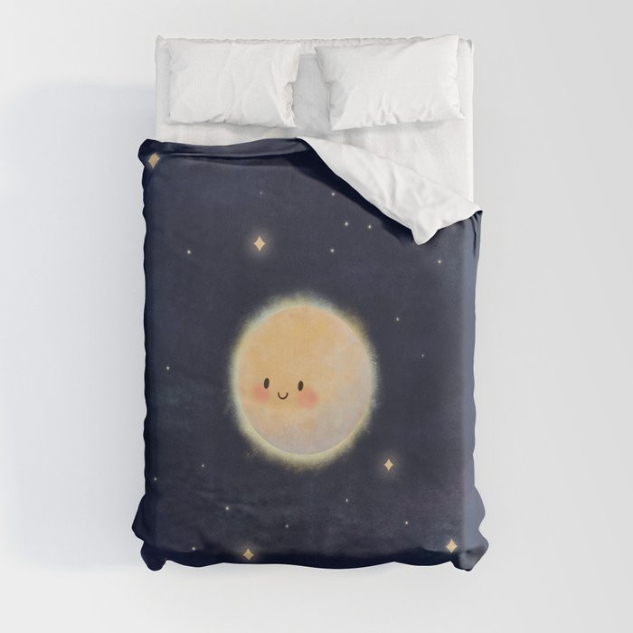 The Cutest Moon Kawaii Night Sky Duvet Cover