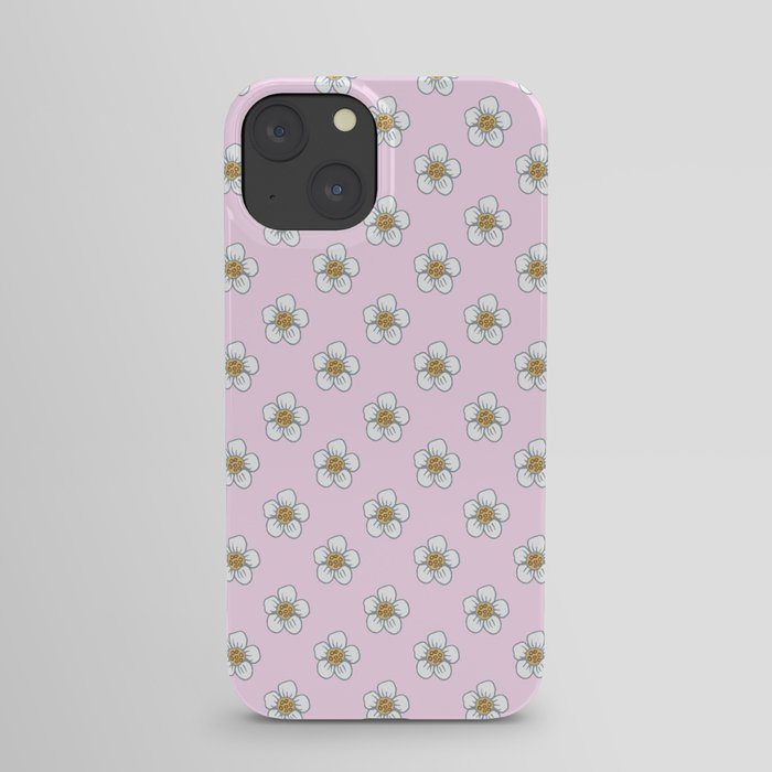 White Flowers on a Rose Background iPhone Case