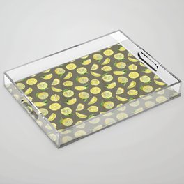 Watercolor seamless pattern on a gray background with lemons Acrylic Tray