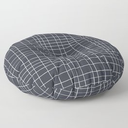 Hand-drawn grid lines white on dark gray Floor Pillow