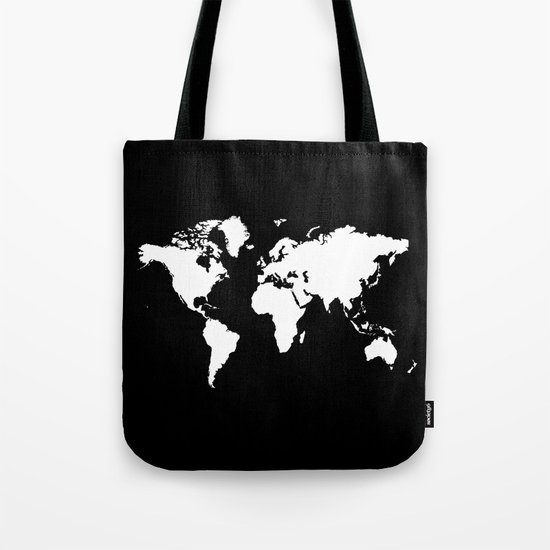 Black white world map Tote Bag