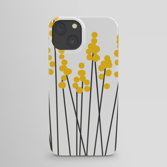 Hello Spring! Yellow/Black Retro Plants on White #decor #society6 #buyart iPhone Case