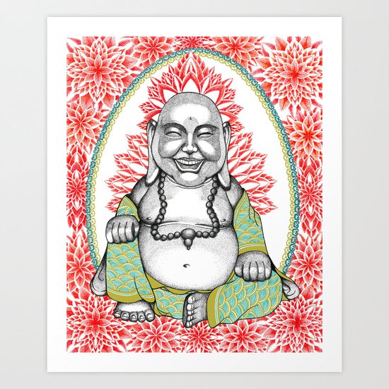 Laughing Buddha Art Print By Clairechi Society6 Find high quality buddha drawing, all drawing images can be downloaded for free for personal use only. laughing buddha art print by clairechi