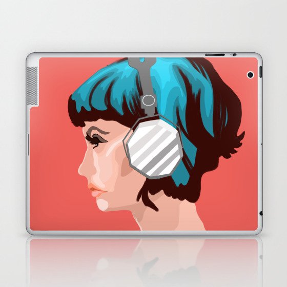 Girl with headphones Laptop & iPad Skin