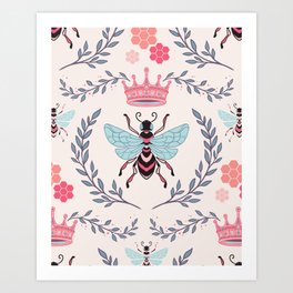 Queen Bee - Coral Pink Art Print