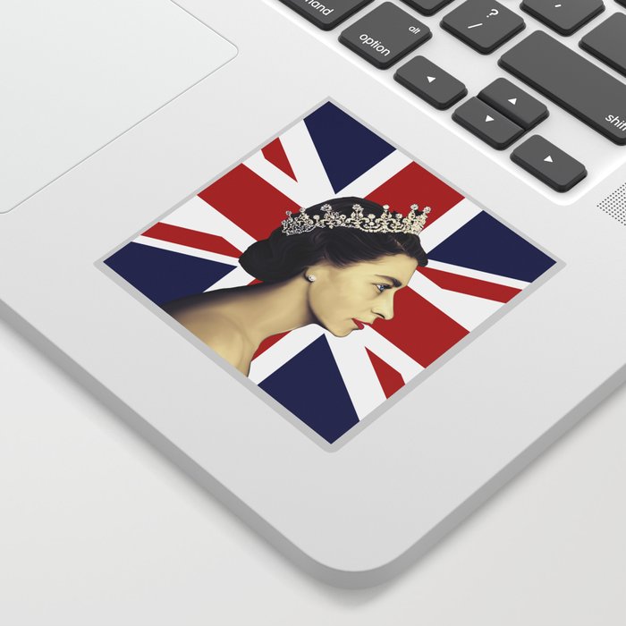 Queen Elizabeth II Profile with British Flag Sticker