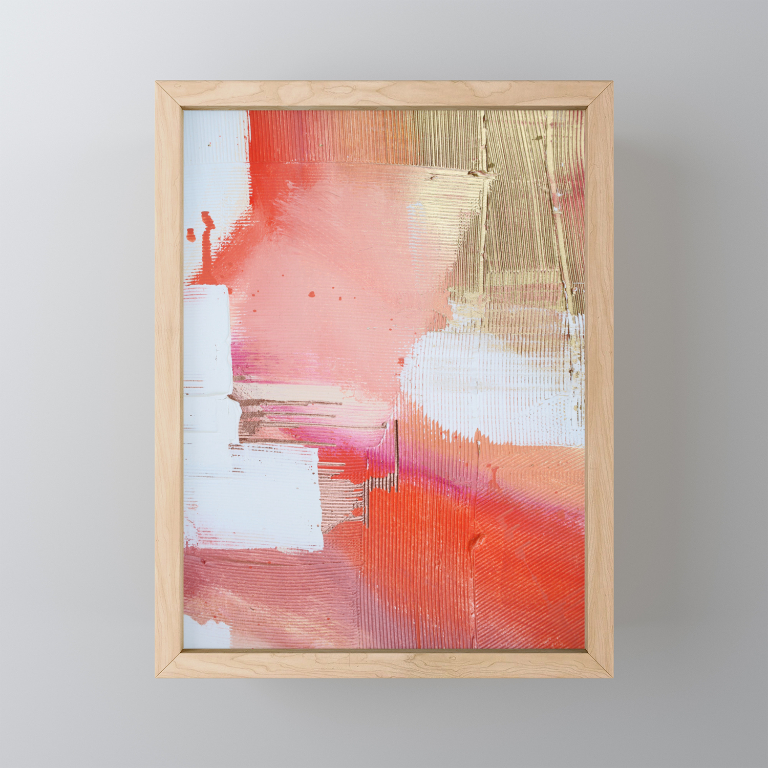 Moving Mountains A Minimal Abstract Piece In Reds And Gold By Alyssa Hamilton Art Framed Mini Art Print By Blushingbrushstudio