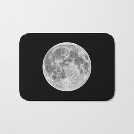 Full Moon Bath Mat | Digital, Nature, Universe, Graphicdesign, Abstract, Galaxy, Supermoon, Popular, Black And White, Painting 