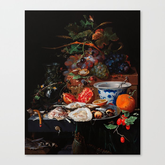 Fruits and oysters by Abraham Mignon Canvas Print