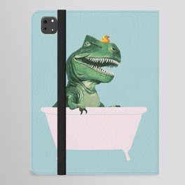 Playful T-Rex in Bathtub in Green iPad Folio Case
