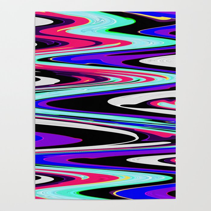 Retro Waves & Fuzzy Walls Poster by Ghost Orange Graphics