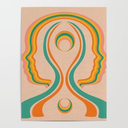 Look Within, Peachy, Mid Century Modern Art Poster