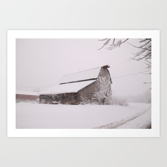 Snowy Barn Art Print