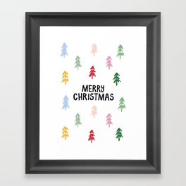 Merry Christmas Trees Framed Art Print