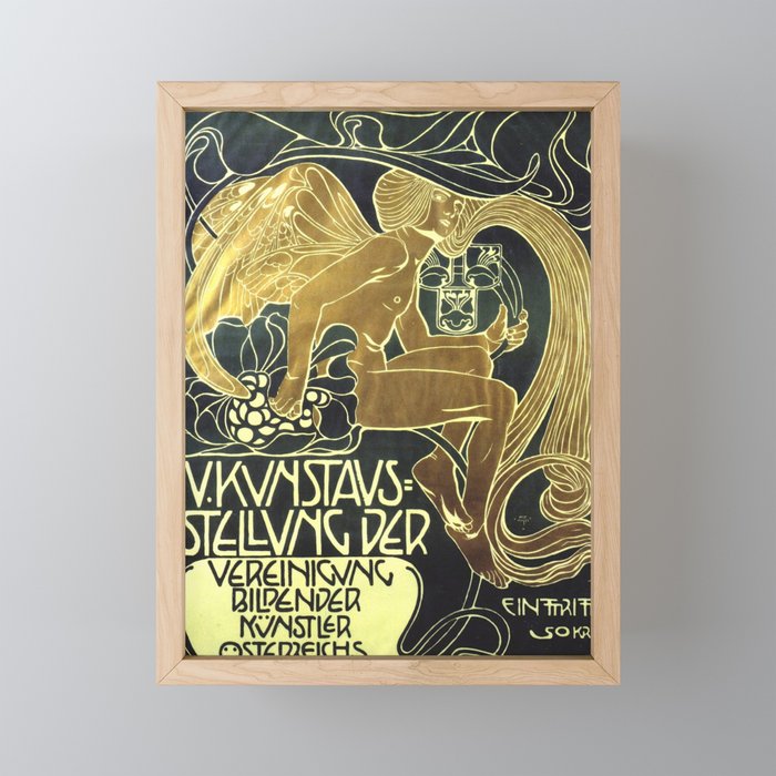 Art Nouveau Vintage Poster by Koloman Moser for the 5th Exhibition of the Wiender Secession Framed Mini Art Print