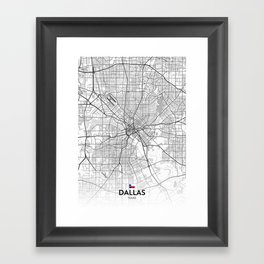 Dallas, Texas, United States - Light City Map Framed Art Print