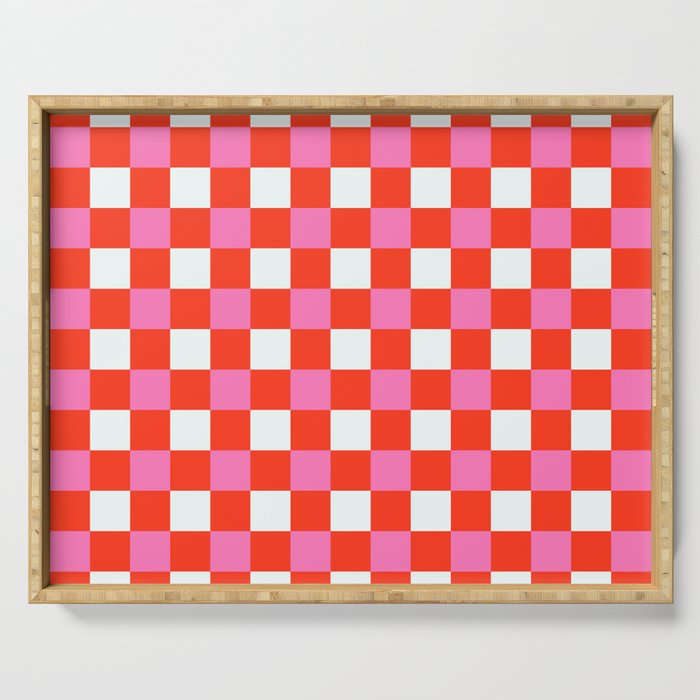 Red Chessboard Serving Tray