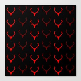 Deer Antler Pattern red dark mode Canvas Print