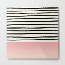 Blush x Stripes Metal Print | Painting, Peony, Lovely, Love, Pattern, Peach, Rose, Petal, Simple, Colorblock 