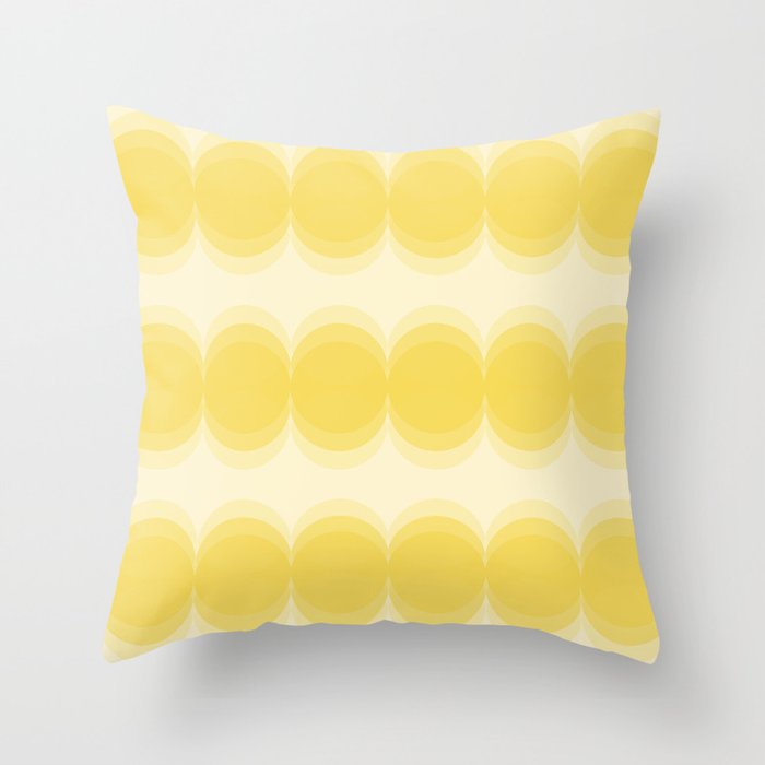 Four Shades of Yellow Circles Throw Pillow