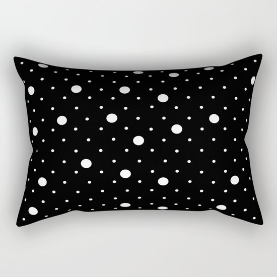 Pin Point Polka Dots White on Black Rectangular Pillow