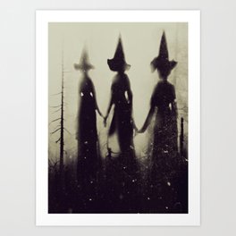 Shadow witches sepia  Art Print