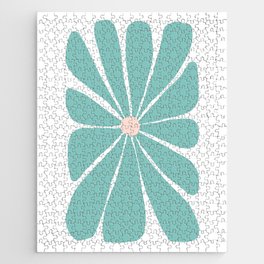 Teal and Peach Big Funky Flower Jigsaw Puzzle