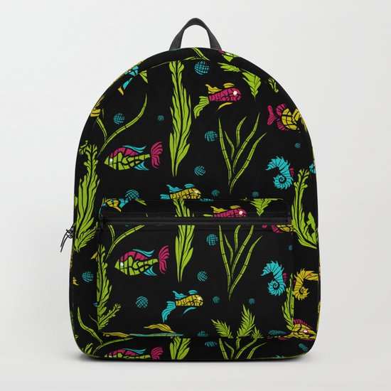 Sea , fish , seaweed , baby pattern . Backpack