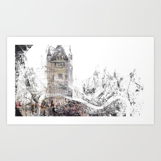 London map - Tower Bridge painting Art Print